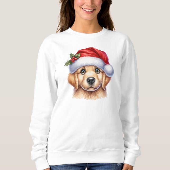Camiseta Cachorro para Retriever ouro com Estilo Papai Noel (Frente)