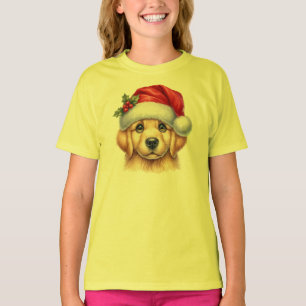 Camiseta Cachorro para Retriever ouro com Estilo Papai Noel