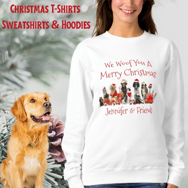 Camiseta Cachorro Passa Natal, Adicionar Nome (Dog Lovers Christmas Add Name Sweatshirt)