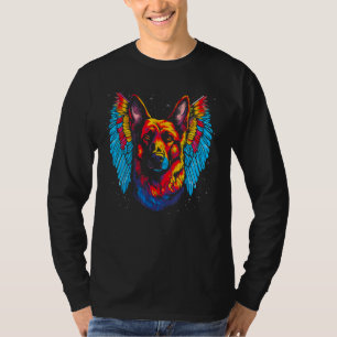 Camiseta Cachorro Pastor Alemão Asas de Anjo Arte