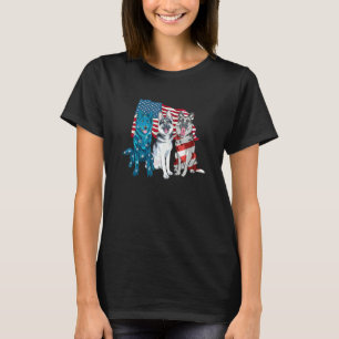 Camiseta Cachorro Pastor Alemão Bandeira Americana 4 de Jul