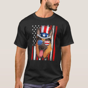 Camiseta Cachorro Pastor Alemão Bandeira Americana 4 De Jul