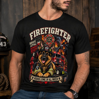 Camiseta Cachorro Pastor Alemão Bombeiro – Herói de Resgate
