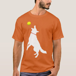 Camiseta Cachorro Pastor Alemão Branco GSD Apanhando Yellow