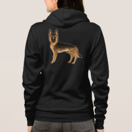 Camiseta Cachorro Pastor Alemão Cartoon Preto e Dourado GSD
