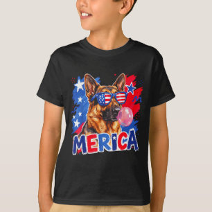 Camiseta Cachorro pastor alemão chiclete 4 de julho america