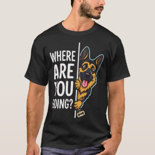 Camiseta Cachorro Pastor Alemão Engraçado Espiando Para Ond