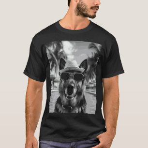Camiseta Cachorro Pastor Alemão Engraçado Selfie Férias de 
