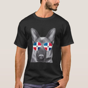 Camiseta Cachorro Pastor Alemão Óculos de Sol Bandeira Domi