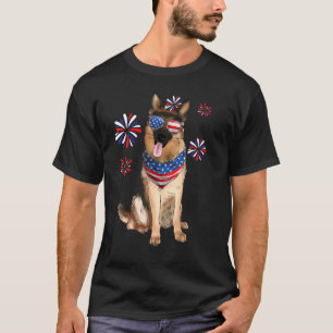 Camiseta Cachorro Pastor Alemão Patriótico Bandeira America