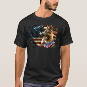 Camiseta Cachorro Pastor Alemão Patriótico Bandeira America