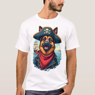 Camiseta Cachorro Pastor Alemão Pirata Cópia