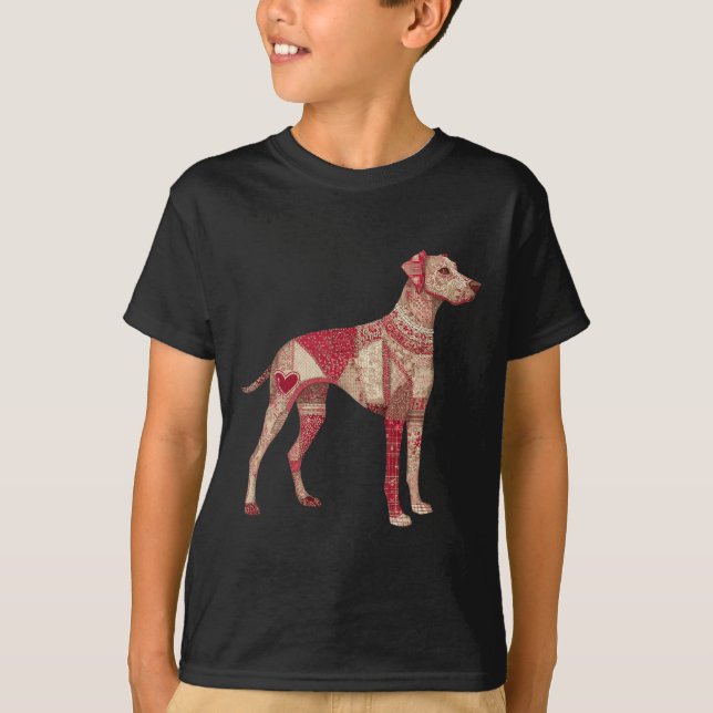Camiseta Cachorro Patchwork Com Coração Estilo Dia dos Namo (Frente)
