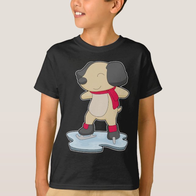 Camiseta Cachorro Patinação no gelo Patins de gelo (Frente)