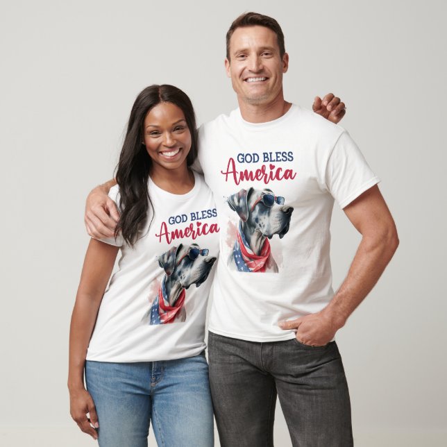 Camiseta Cachorro Patriota-Dane Grande (Unissex)