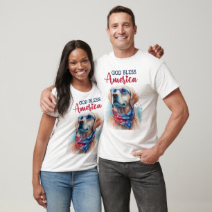 Camiseta Cachorro Patriota - Golden Retriever