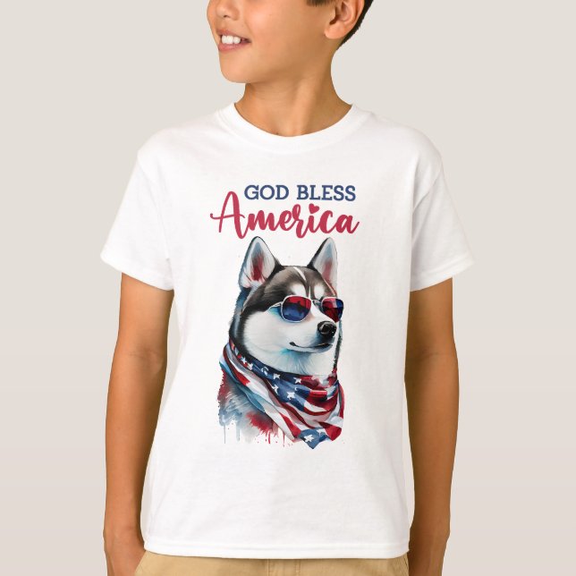 Camiseta Cachorro Patriota-Husky (Frente)