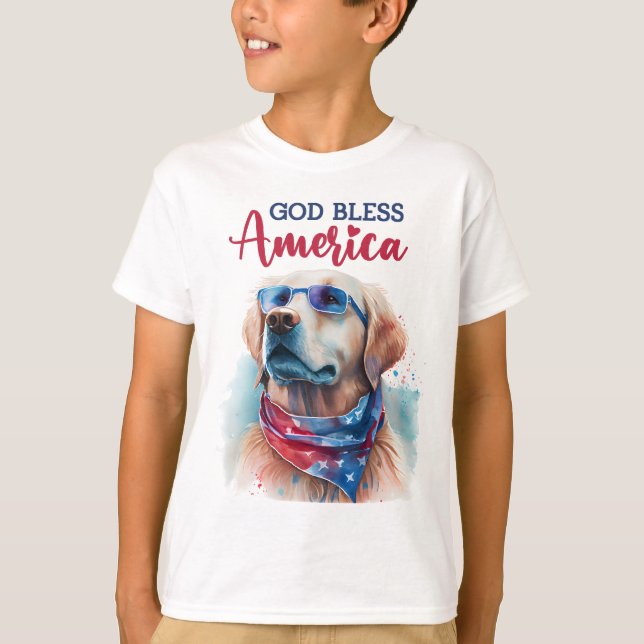 Camiseta Cachorro Patriota - Retriever Dourado (Frente)