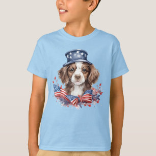 Camiseta Cachorro Patriótico 4 de Julho Dia da Independênci