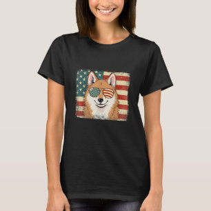 Camiseta Cachorro Patriótico Akita Inu Amante da Bandeira d