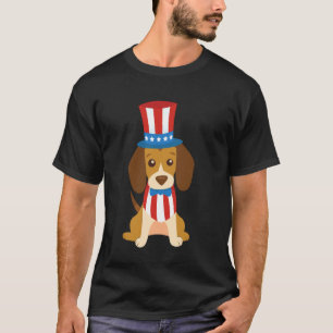 Camiseta Cachorro Patriótico com Chapéu dos EUA e Gravata B