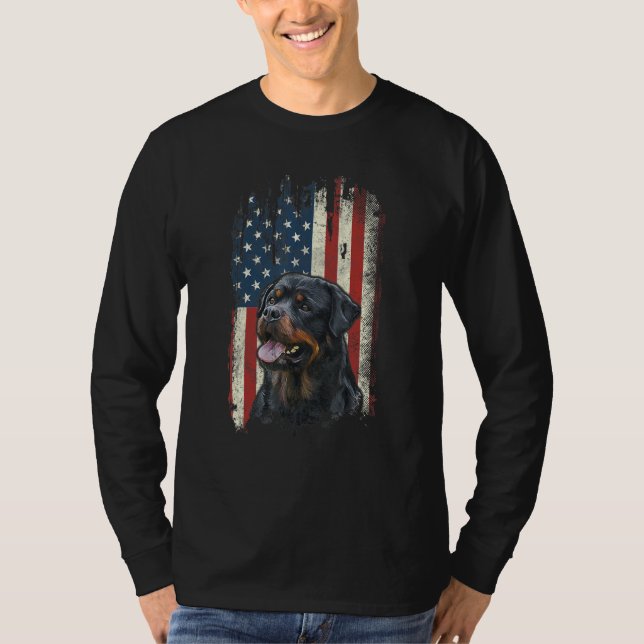 Camiseta Cachorro Patriótico da Bandeira Americana (Frente)
