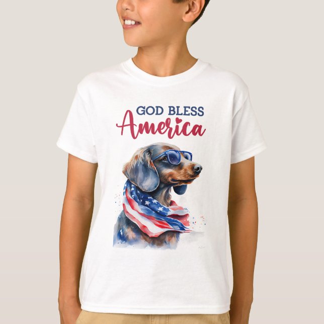 Camiseta Cachorro Patriótico-Dachshund (Frente)