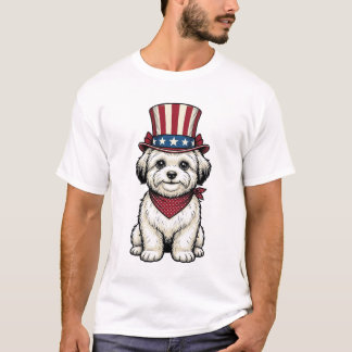 Camiseta Cachorro Patriótico Desenho Vetorial de Gravura Vi