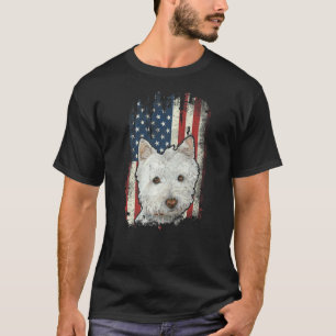 Camiseta Cachorro Patriótico do Bandeira Americano do Oeste
