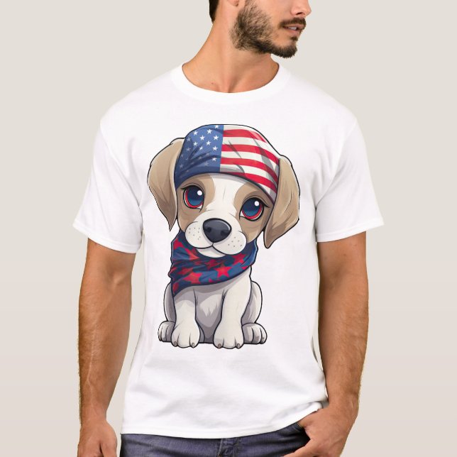 Camiseta Cachorro Patriótico - Estilo 14 (Frente)