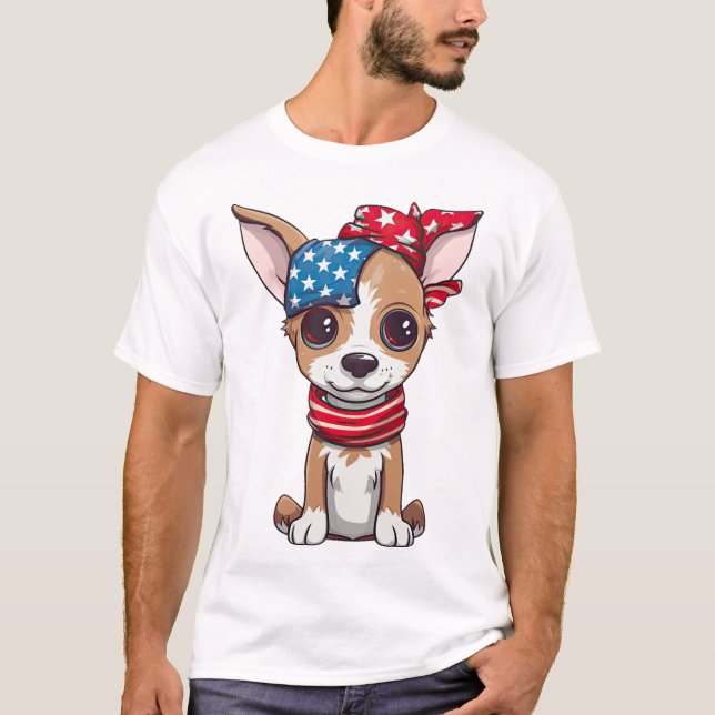 Camiseta Cachorro Patriótico - Estilo 4 (Frente)