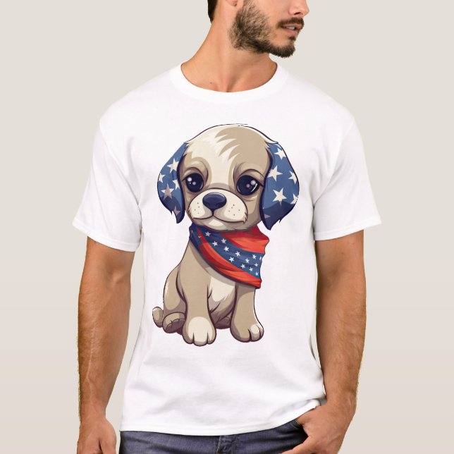 Camiseta Cachorro Patriótico - Estilo 9 (Frente)