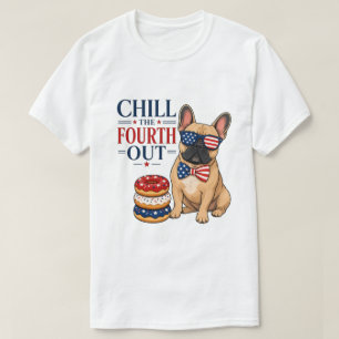 Camiseta Cachorro Patriótico Francês Divertido Esfrie o Qua