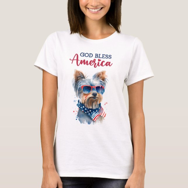 Camiseta Cachorro Patriótico-Yorkie (Frente)