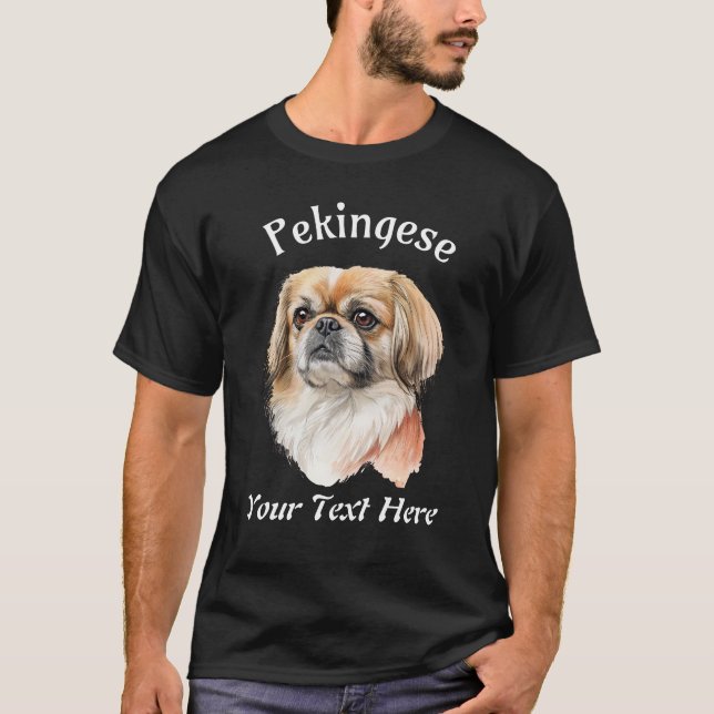 Camiseta Cachorro Pekingês, Texto Personalizável (Frente)