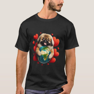 Camiseta Cachorro Pequinês Dia da Terra Abraço Amor Dono Ab