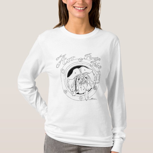 Camiseta Cachorro Pequinês Pirata (Frente)