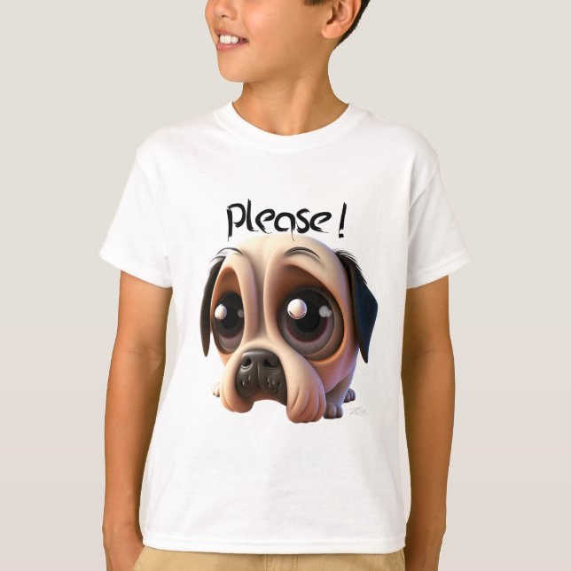 Camiseta Cachorro péssimo implorando cartoon cão 3D (Frente)