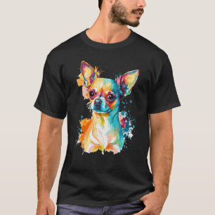 Camiseta Cachorro Pet Chihuahua Colorido Fofo Aquarela