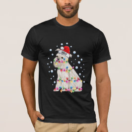 Camiseta Cachorro Pinscher Miniatura Luz de Natal Filhotes