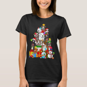 Camiseta Cachorro Pitbulho Árvore de Natal Luz Engraçada Ca
