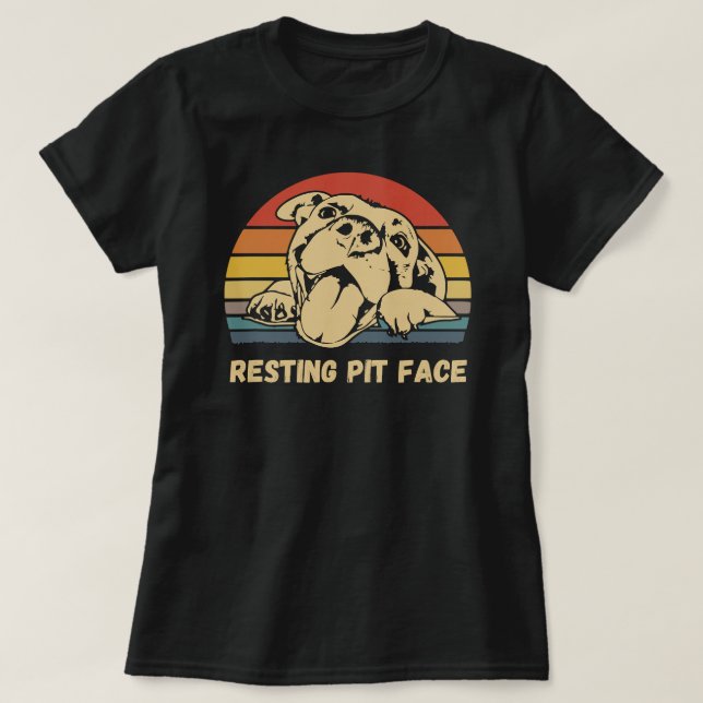 Camiseta Cachorro Pitbulho Descansando Cara Eu Amo Meu Pit  (Frente do Design)