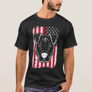 Camiseta Cachorro Pitbull Bandeira Americana dos EUA