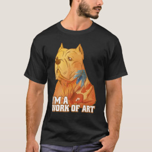 Camiseta Cachorro Pitbull com Tatuagem de Carpa Koi Eu sou