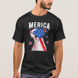 Camiseta Cachorro Pitbull da Bandeira Americana do 4 de Jul