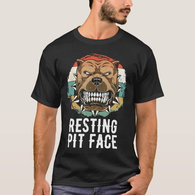 Camiseta Cachorro Pitbull Descansando Cara de Pit (Frente)