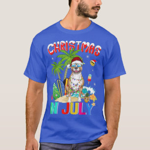 Camiseta Cachorro Pitbull engraçado em Santa Hat óculos esc