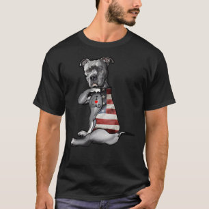 Camiseta Cachorro Pitbull Eu Amo Dia de os pais De Tatuagem