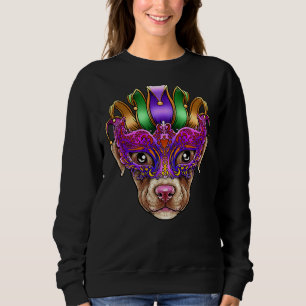 Camiseta Cachorro Pitbull Mardi Gras Mask Jester Hat Pit Bu