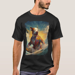 Camiseta Cachorro Pitbull Paddle Board Surfe